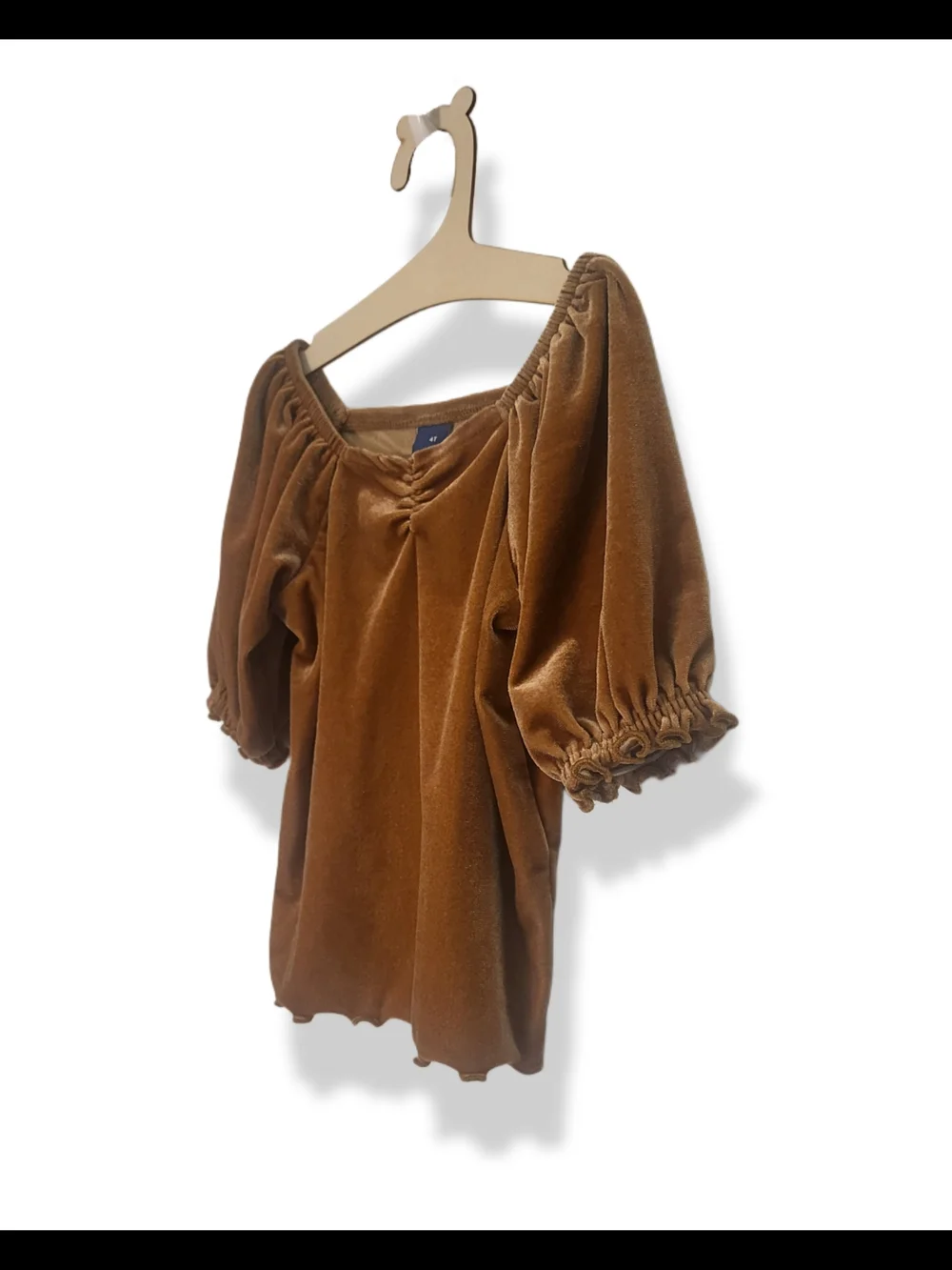 🌿Old Navy | 4T Tan Velvet Puff Sleeve Top Boho Cottagecore